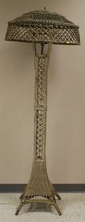 Whitepainted Woven Wicker Floor Lamp