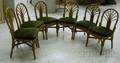 Set of Six Rattan Side Chairs with Upholstered Seats