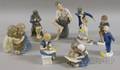 Two Royal Copenhagen and Six Bing  Grondahl Porcelain Figures and Figural Groups