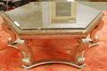 Modern Neoclassical Hexagonal Stonetop Silvergilt Carved Wood Coffee Table