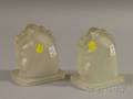 Pair of Frosted Colorless Molded Glass Horse Head Luminors