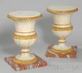 Pair of Gilt and Faux Marble Carved and Painted Wooden Urnform Pedestals