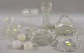 Fifteen Colorless Cut and Pressed Glass Table Items