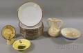 Five Assorted Pottery Items and a ThirteenPiece Noritake Royale Claret Pattern Porcelain Partial Dinner Set