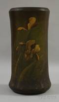 Iris Slip Decorated Art Pottery Umbrella Stand