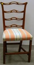 Country Chippendale Upholstered Birch Ribbonback Side Chair