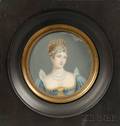 Framed 19th Century Miniature Handpainted Portrait on Ivory Depicting Pauline Bonaparte