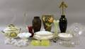 Seven Pieces of Assorted Decorated Ceramics and Eleven Pieces of Assorted Art Glass and Tableware