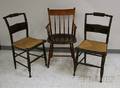 Pair of Grained and Stencildecorated Side Chairs and a Windsor Thumbback Rodback Armchair