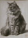 Ferdinand Oger French 18721929 Study of a Tabby Cat