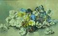 Alois Lunzer Austrian b 1840 Bowl of Pansies