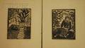 Lot of Two 20thCentury Woodcuts Seated Woman with a Kettle