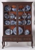 English Queen Anne burlwood display cupboard mid 18th c