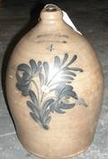 Four gallon stoneware crock late 19th c