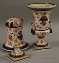 Pair of Samsontype American Eagle and Shield Armorial Decorated Porcelain Urns