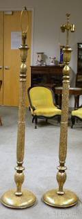 Pair of Near Eastern Lacquered Floor Lamps