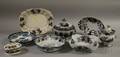 Eight Pieces of Assorted English Flow Mulberry Transfer Decorated Staffordshire Tableware