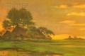 Jan Flier Dutch 18781958 Cottage at Sunset