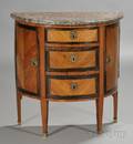 Louis XVI Style Marbletop and Tulipwood Demilune Commode