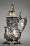 Large Silver Plate Art Nouveau Flagon