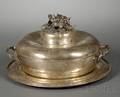 Italian 800 Silver Covered Serving Bowl with Underplate