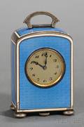 Swiss Silver and Enamel Miniature Boudoir Timepiece