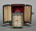 Swiss Silver and Enamel Miniature Timepiece with Case