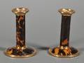 Pair of George V Goldwashed Silver and Shell Candlesticks