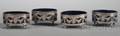 Set of Four Louis XVI Silver and Cobalt Glasslined Open Salts