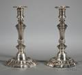 Pair of French Louis XV Style Silver Candlesticks