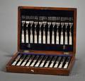 Boxed Victorian Electroplate and MotherofpearlHandled Dessert Flatware Set