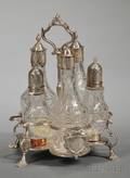 George III Silver Cruet Stand with Bottles