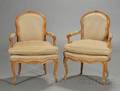 Pair of Louis XV Style Beechwood Fauteuils en Cabriolet
