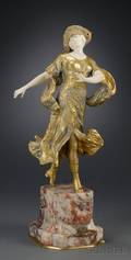 Chiparusstyle Giltbronze and Ivory Figure of an Art Deco Dancer
