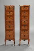 Pair of Louis XVXVI Style Marquetry Inlaid Semainieres