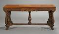 Renaissance Revival Carved Walnut and Tunbridgeware Inlaid Drawleaf Table