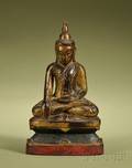 Thai Painted and Parcelgilt Seated Figure of the Buddha