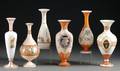 Six Greek Revival OpalineBristol Glass Vases