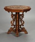 Continental Carved Rosewood and Pietra Dura Center Table