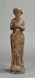 Carved and Polychrome Wood Figure of a Saint
