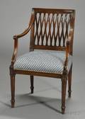 Italian Carved Beechwood Open Armchair