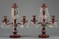 Pair of Bohemian Glass Candelabra