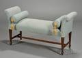 George III Style Blue Silk Upholstered Window Bench