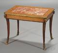 French Louis XVI Style Marquetry Inlaid Bronzemounted and Marbletopped Occasional Table