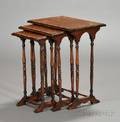 Nest of Three Regency Style Crossbanded Walnut Stacking Tables