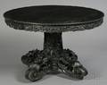 Asian Export Ebonized and Carved Hardwood Center Table