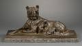 Charles Paillet French 18711937 Bronze Figure of a Mother Dog with Two Puppies Maternite