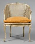 Louis XV Style Caned and Painted Beechwood Bergere