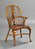 English Elmwood and Yew Wood Windsor Armchair