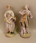 Large Pair of Late 19th C Continental Bisque Figures
